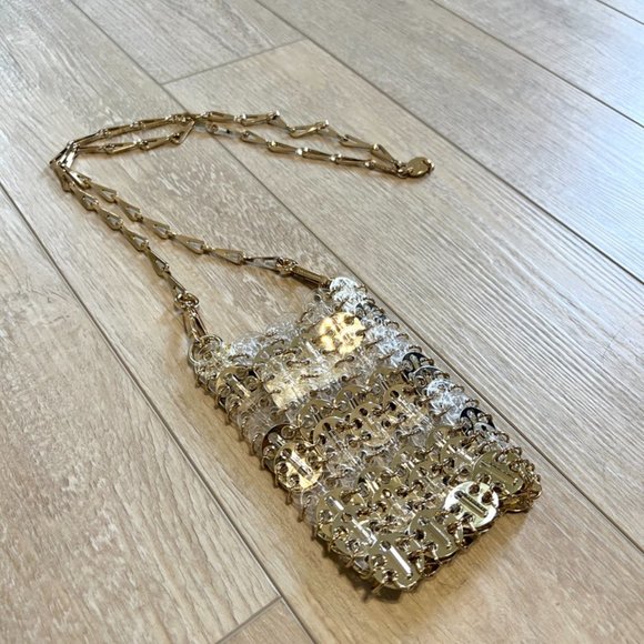 Paco Rabanne 1969 Iconic Chainmail Gold PVC Plastic Two-tone Bottle Cap Mini Bag - Picture 8 of 12